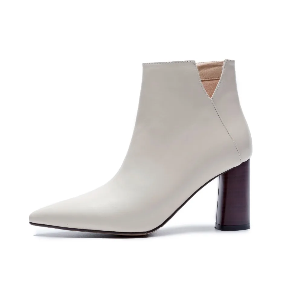 Модная женская обувь Сезон весна 2019 Ботильоны на массивном каблуке 8 см с острым