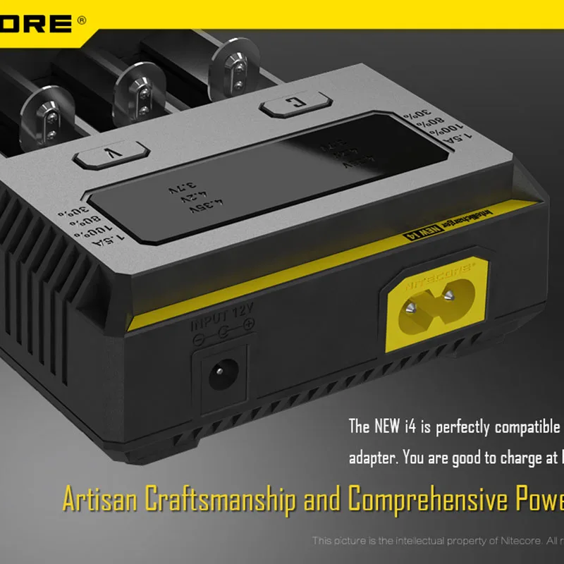 Original Nitecore New I4 Battery Charger 18650 14500 16340 26650 LCD Li-ion Fast 12V Charing for A AA AAA Batteries | Электроника