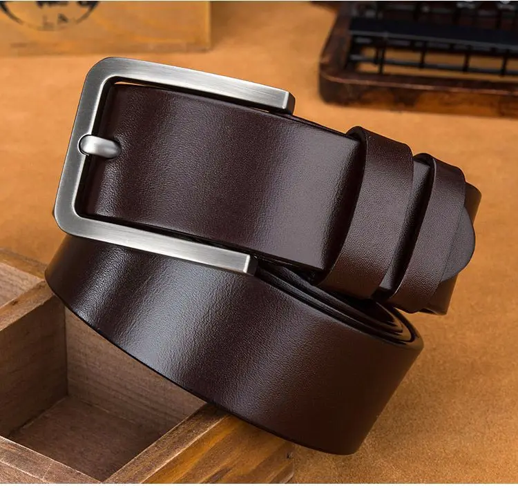 

Men's fashion100% Genuine Leather belts High quality metal pin buckle Strap male Jeans cowboy belt for shorts 130 140 150