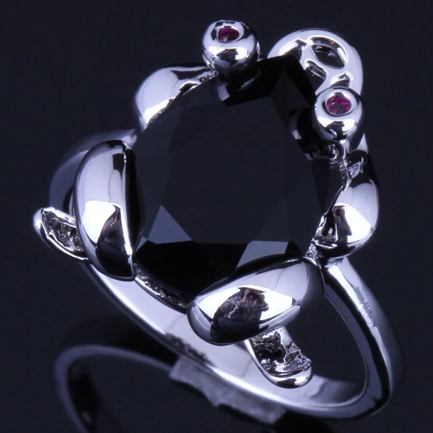 Marvelous Frog Black Cubic Zirconia Silver Plated Ring V0131 | Украшения и аксессуары
