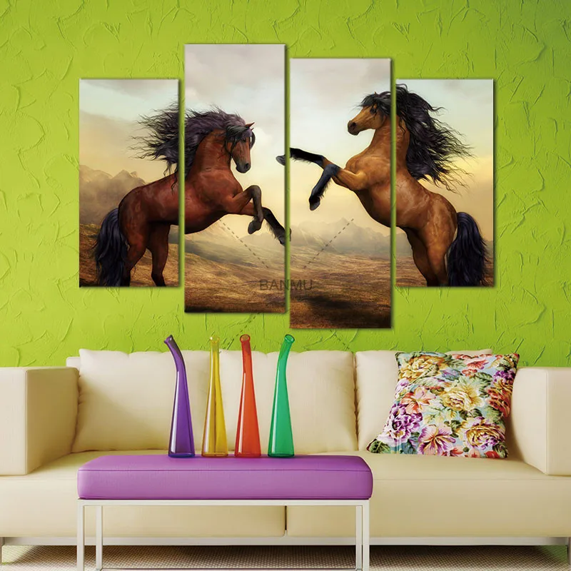 

HD Canvas Prints Home Decor Wall Art Painting Horse Modern Art 4pcs (No Frames)