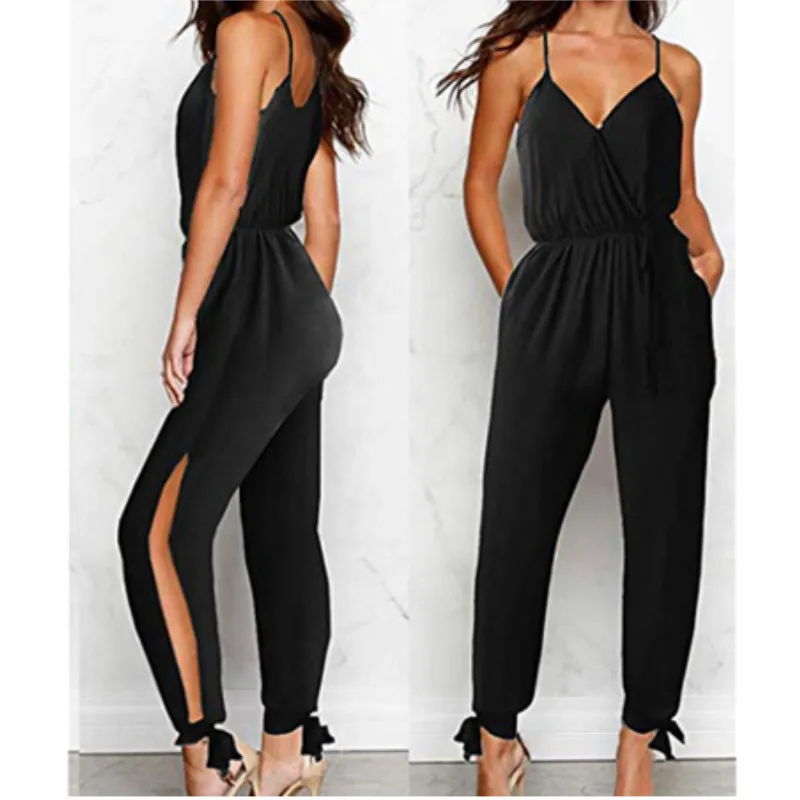 Женский комбинезон без рукавов повседневный с V образным вырезом боди цветочным