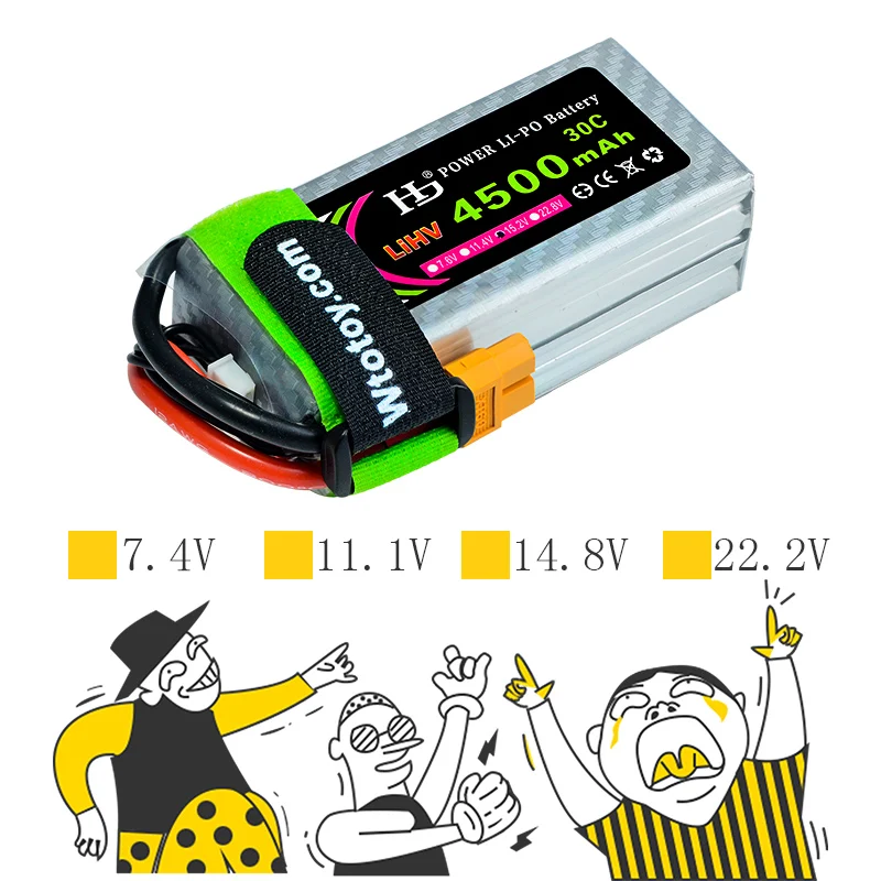 Перезаряжаемая литий полимерная аккумуляторная батарея HJ Power 7 6 V 11 4 22 8 mAh 30C 2S 3S 4S 6S