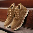 Новая модная мужская зимняя обувь на каждый день одного цвета; Цвет на шнуровке мужские сапоги для снега, 2019, подкладка из плюша, на нескользящей подошве с хлопчатобумажным утеплителем обувь; Сохраняющие тепло лыжные ботинки;