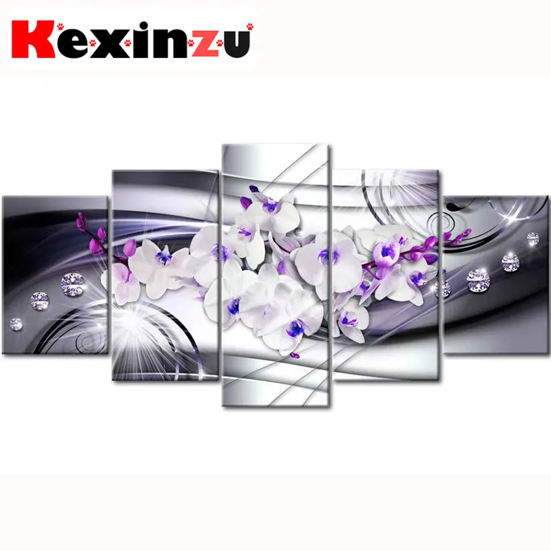 

5pcs Full Square/Round Drill 5D DIY Diamond Painting Cross Stitch"Flower Home" Multi-picture Combination Embroidery Decor Home 8