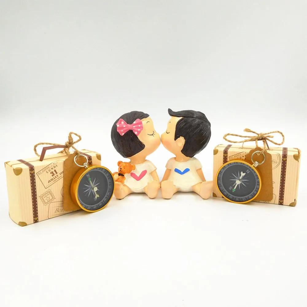 

50pcs Gift Box Wedding Favors and Gifts Candy Box with Travel Compass Souvenirs for Guests Party DIY Decoration Accessories
