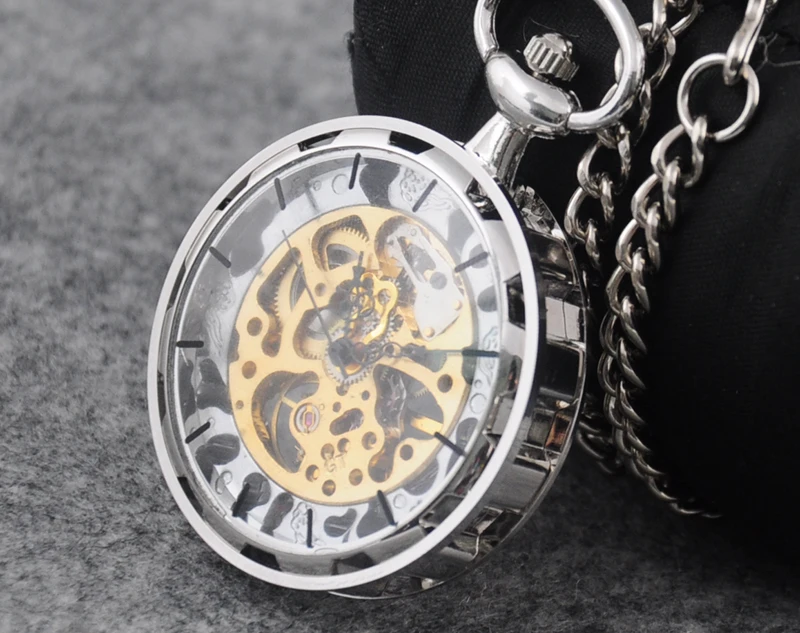 Classic Silver Из Нержавеющей Стали Стимпанк Золото Скелет Мужские Леди Ручной обмотки