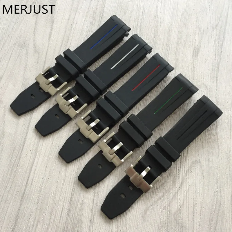 MERJUST Brands 20 мм черный, синий, зеленый, белый цвет Мужские Силиконовые Резиновые GMT часы ремешок для Daytona подводная лодка ROL Sub-mariner