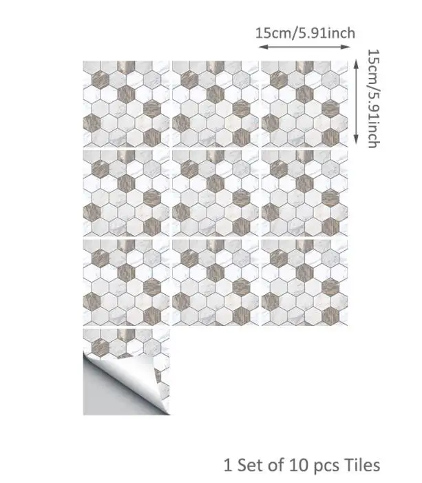 15cm Funlife клейкая настенная плитка Backsplash стикер, ПВХ искусственный мрамор кухня декоративные плитки, водонепроницаемый ванная комната пилинг и наклейки на палочки - Цвет: 15cm