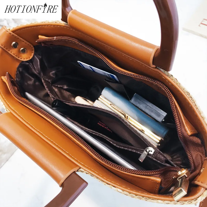 

Women Bag Embroidery Luxury New Canvas Straw One Shoulder Tote Handbag Big Capacity Lowers Rattan Grass Beach Tide Cross Body