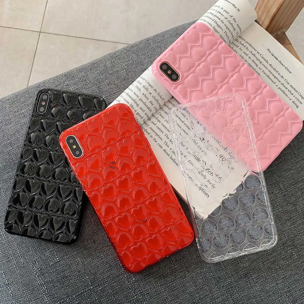 Чехол для телефона в форме сердца Boucho 3D iphone XR X XS 6 6S 7 8 Plus MAX модная яркая задняя