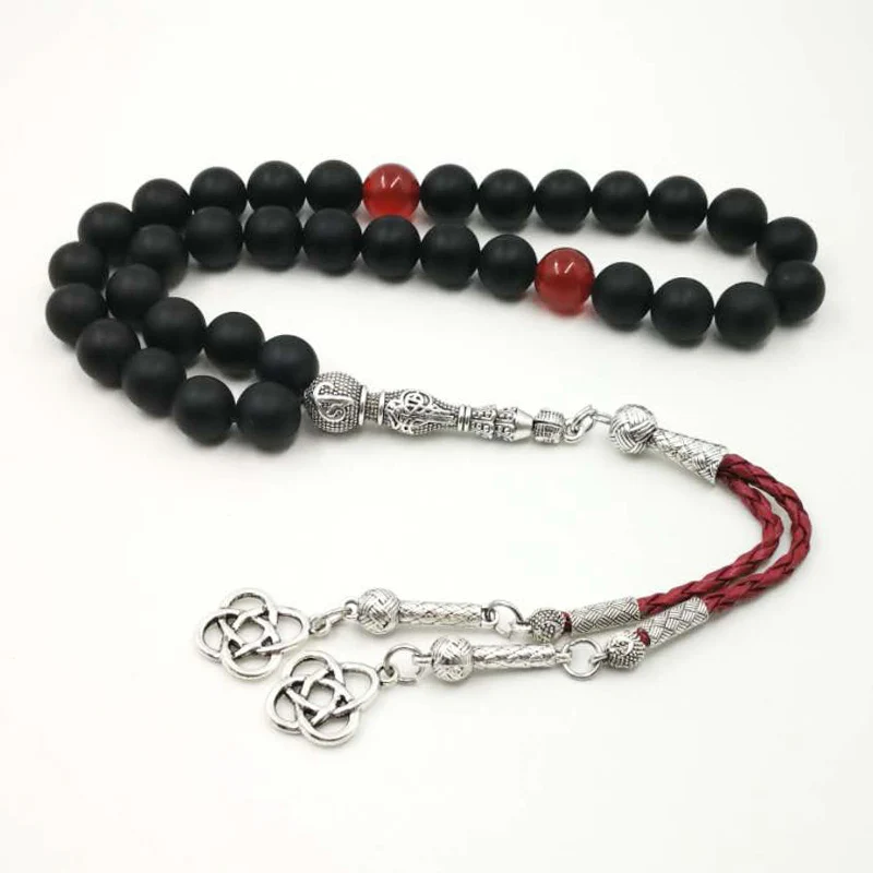 Мужской браслет матовый черный агат Tasbih турецкий стиль мусульманский Черный