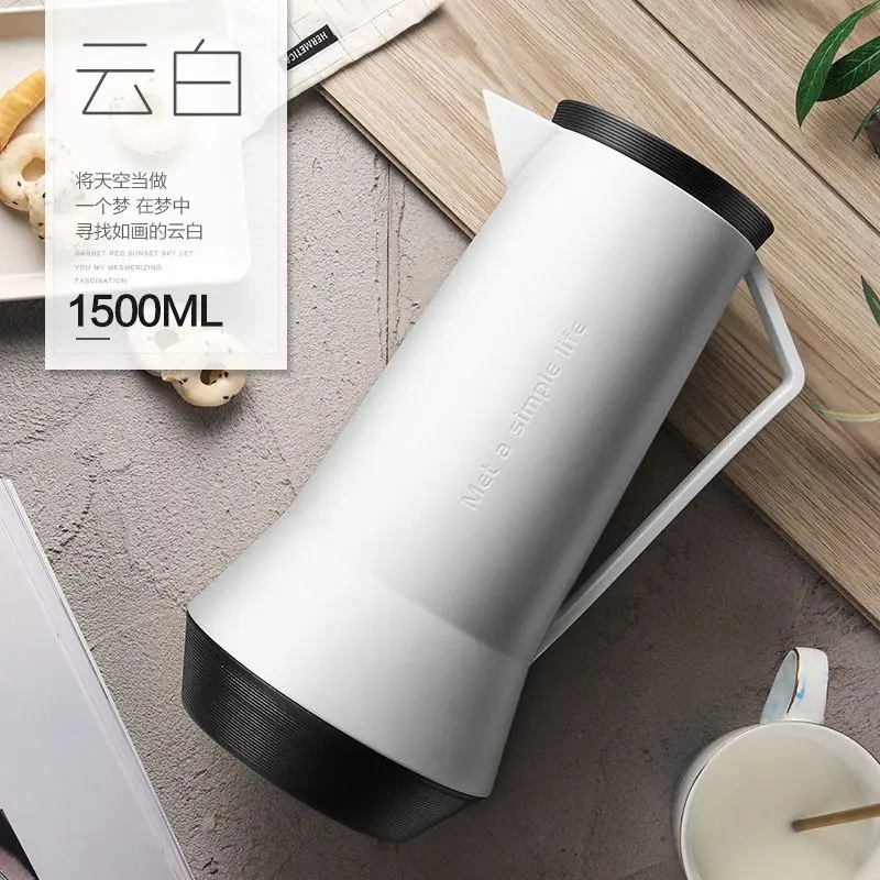 1.5L Высокое качество большой стеклянный внутренний бак чайник для воды кофе чай кувшин Бытовая изоляция вакуумных колб бутылки BPA бесплатно - Цвет: white tank kettle