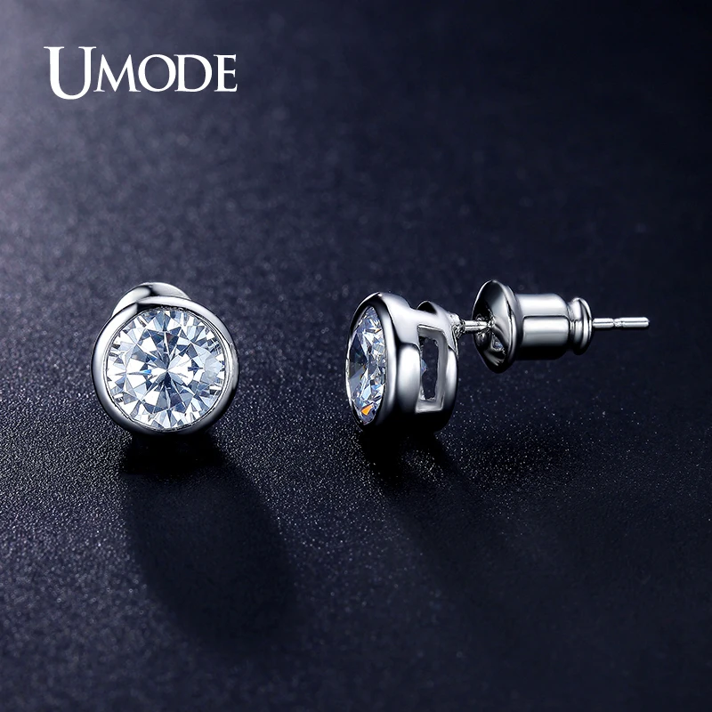 UMODE Лето Bijoux Femme родий цвет ободок Установка AAA CZ модные серьги гвоздики для женщин ювелирные изделия подарки AUE0092