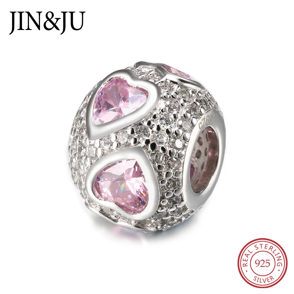 Jin &amp Ju сверкающие двухцветные кубические циркониевые сердечки из стерлингового