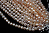 wholesale natural color 6mm real cultured fresh water pearl strings
