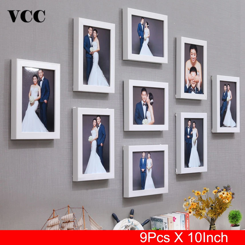 

9 Pcs Classic Picture Frames Wall Photo Frame 10 Inch Wedding Couple Recommendation Black White Pictures Frames Gift Home Decor