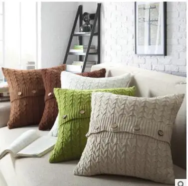 

Простые классические Вязаные чехлы для подушек Подушка Чехол Диван-подушка крышка спинки Крытый твист Подушка Чехол Спинка