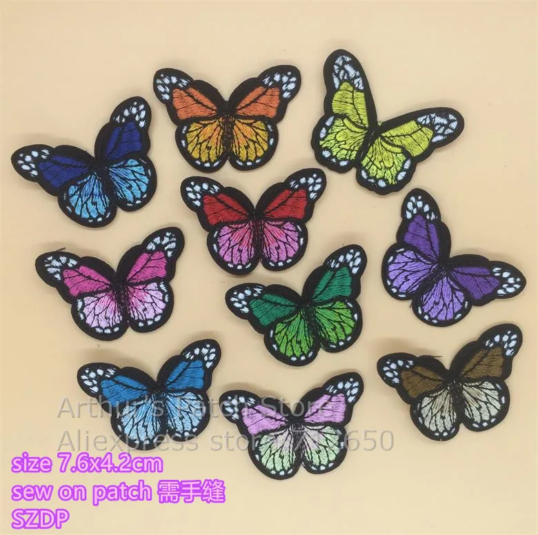 10 шт., вышитые нашивки в виде бабочек