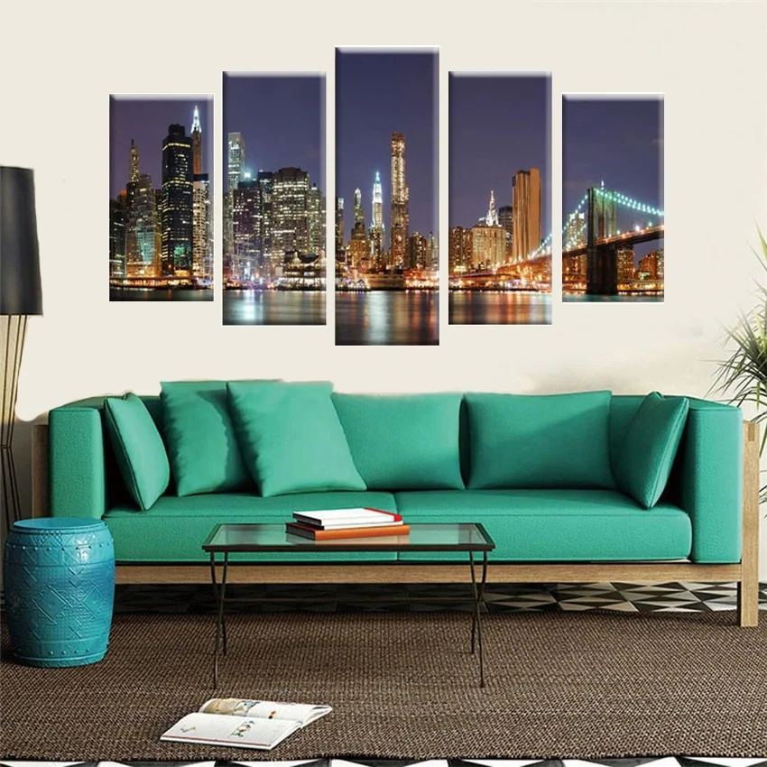 5 шт. Бруклинский мост Нью-Йорк картина маслом картины на холсте деформации