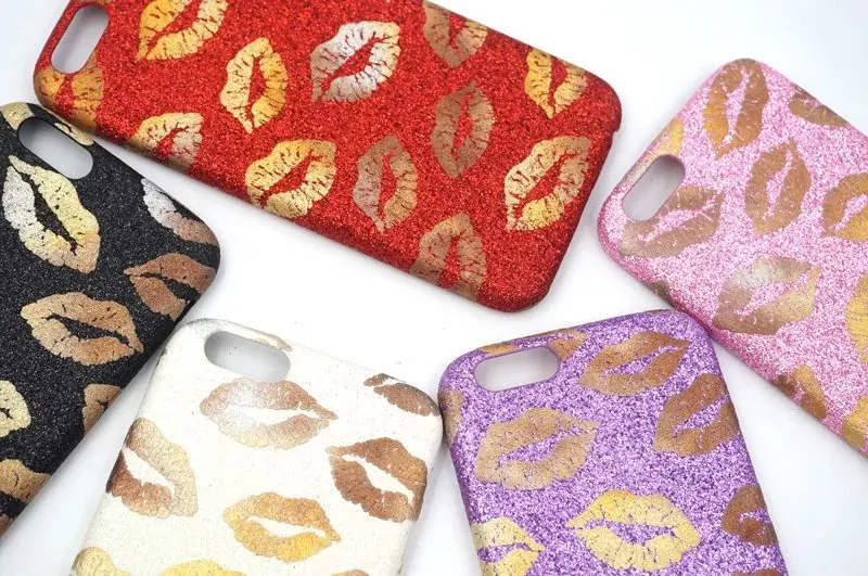 S-what Fashion Sexy Red Lip Flash powder Case For iphone 7 iphone7 6 6S Plus Phone Cases lips Soft Shining Cover Capa |