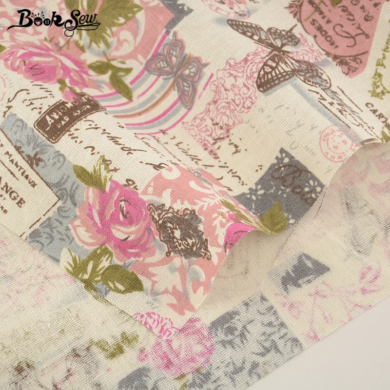 Printed Rose Cotton Booksew Sewing Material Tissu Home Textile Tablecloth Pillow Bag Curtain Cushion Zakka Linen Fabric Per CM | Дом и сад