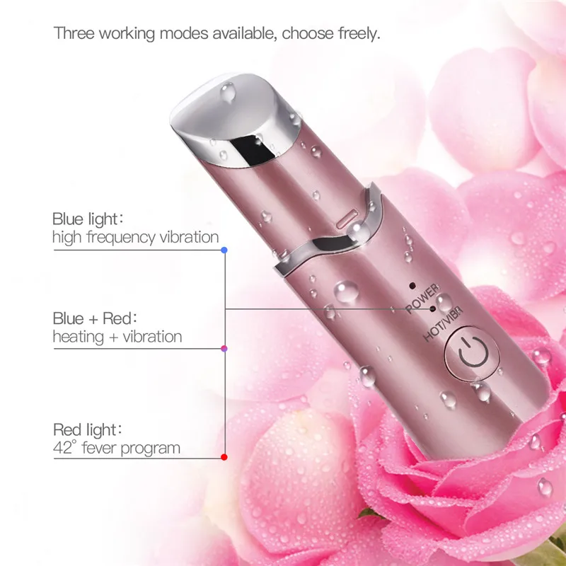 Высокочастотный вибрирующий массажер для глаз, термостатическая гипертермическая маска для удаления темных кругов, массажная палочка для подтягивания кожи лица 0