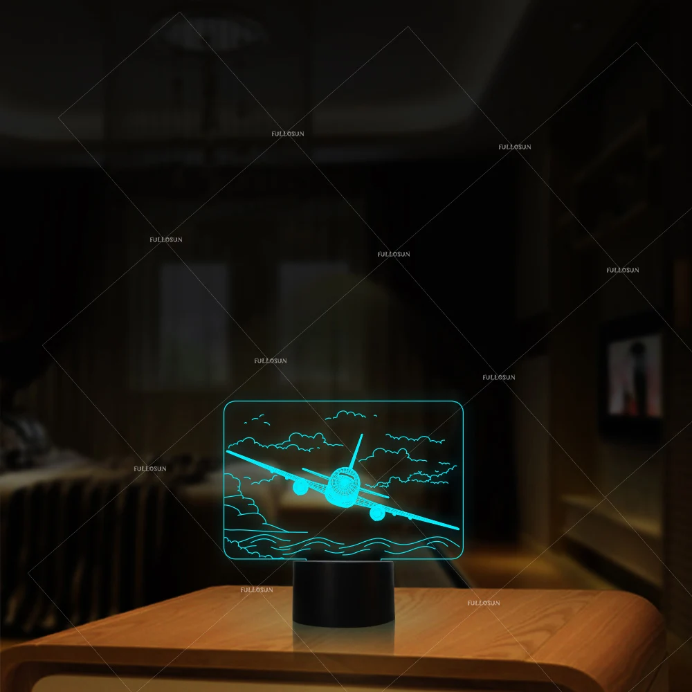 Самолетом свободно 3D акриловые ночные светильники 7 меняющихся цветов подарок на