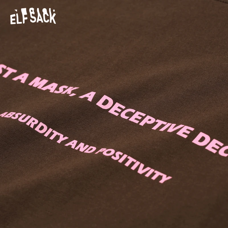 ELFSACK хлопок повседневная женская футболка модная с буквенным принтом свободная