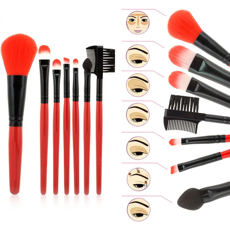 Dropshipping 7 Pcs Professional Makeup Brushes Set Toiletry Kit Cosmetic Foundation Make Up Tools with Case SMJ | Красота и здоровье