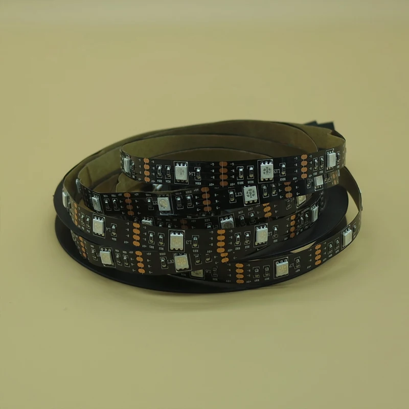5050 RGB Гибкая светодиодная лента 60 светодиодов/м 12 в 1/2/3/4/5 м черная печатная плата
