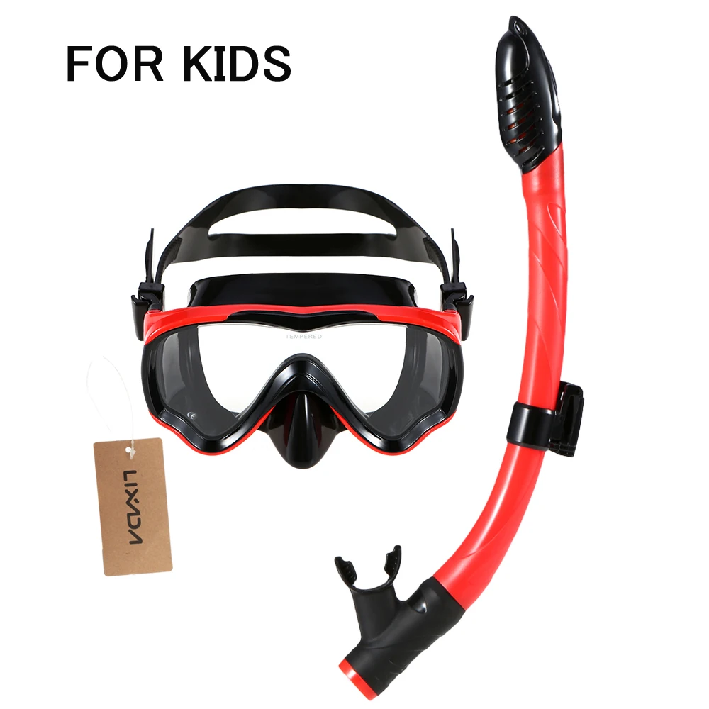Red for kids Lixada, детская маска для подводного плавания, набор трубок, маска для подводного плавания, очки для дайвинга, плавания, легкое дыхание, сухая трубка - Цвет: Red for kids
