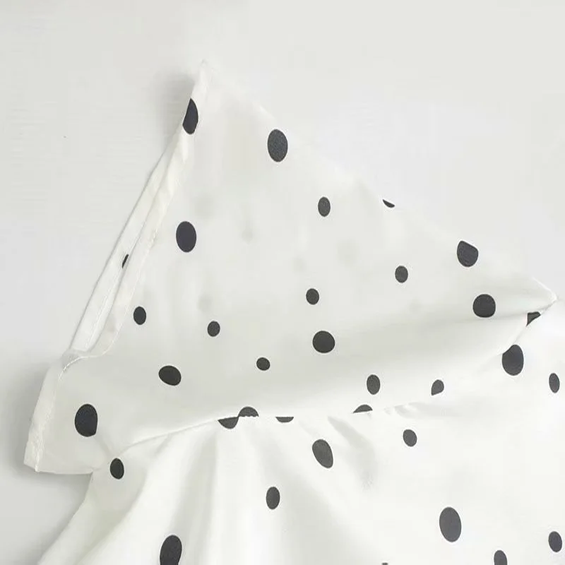 ZXQB в горошек печатных плиссированные платья для женщин мода короткий рукав