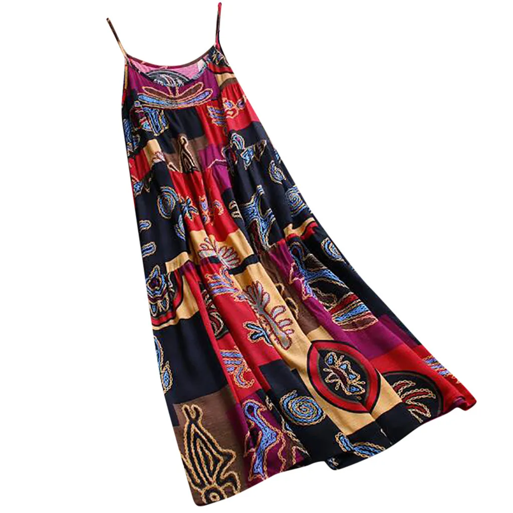 Для женщин Повседневное длинные пляжные макси Вечерние Boho Цветочный принт