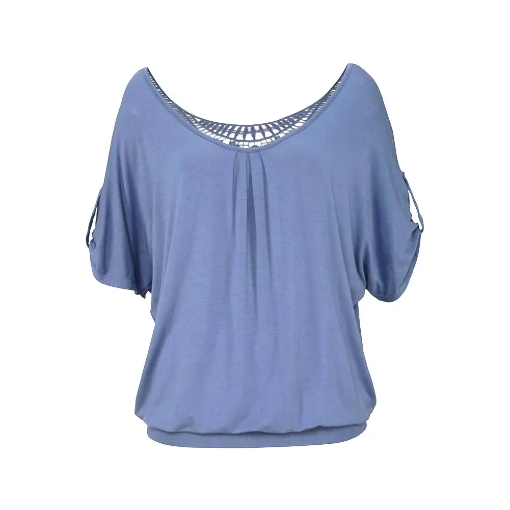 Sexy Women Summer Hollow Out Stitching Lace T-shirt Loose Tops Fashion T-shirts Tee Plus Size 5XL 99 LXX9 | Женская одежда