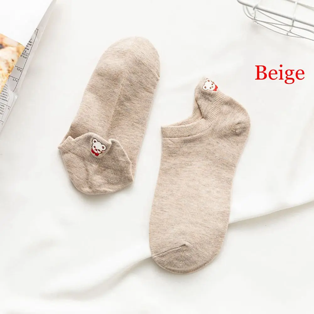 beige Модные женские носки, новинка года, весенние носки до щиколотки, хлопковые носки для девочек, новинка, женские модные повседневные носки с милым мультяшным котом, женские носки - Цвет: beige
