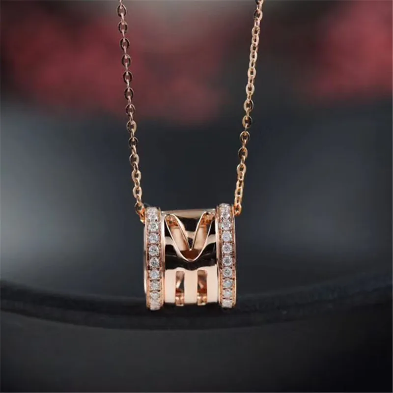 

Aazuo 18K White Gold Real Diamond Round Moving Free Pendent Necklace gifted for Women Engagement Wedding Link Chain Au750