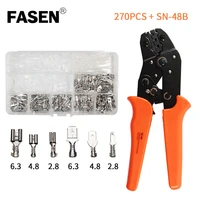 sn 48b270pcs plug spring terminals 0 5 1 5mm2 crimping pliers precision jaw with 2 8 4 8 6 3 terminals sets crimping tools