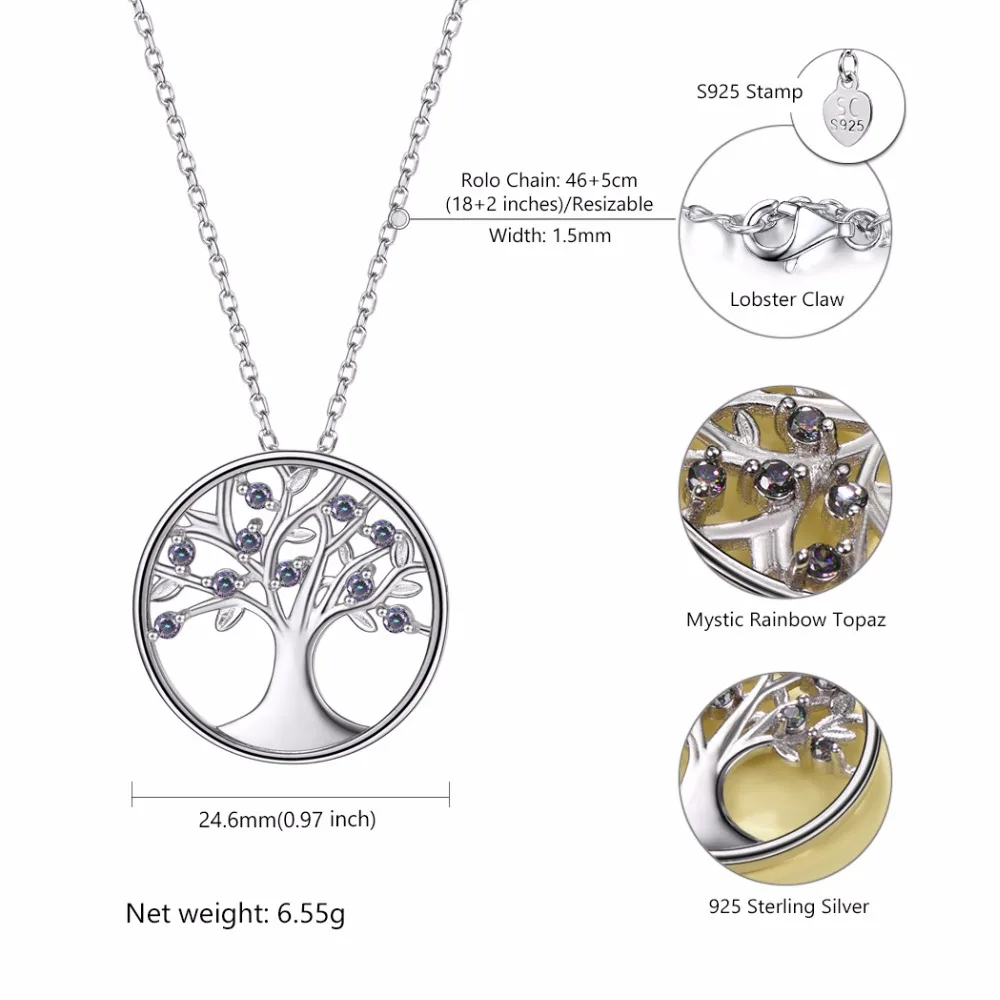 Женское ожерелье из серебра 100% пробы с кулоном в виде дерева жизни|tree of life pendant|tree