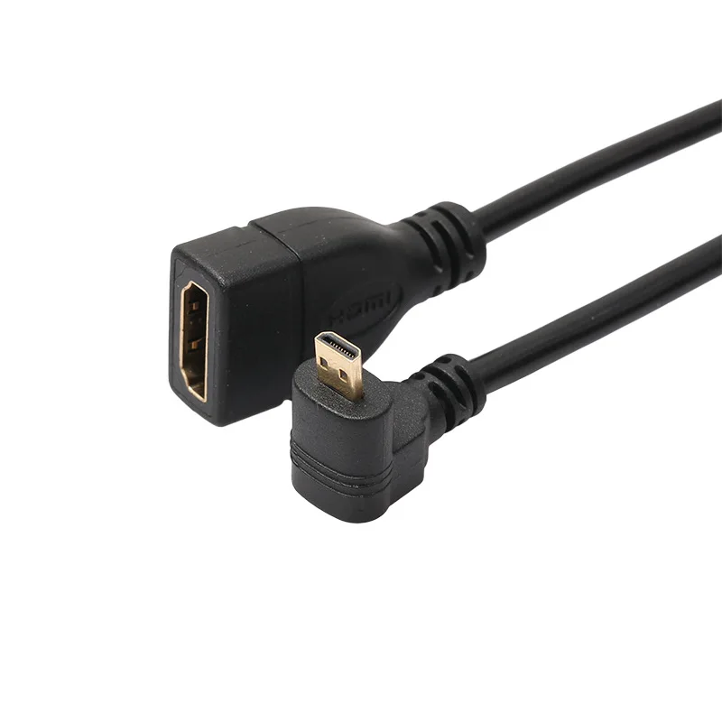 90/270 градусов прямоугольный переходник Micro HDMI штекер-HDMI гнездо для кабеля 1080P 100