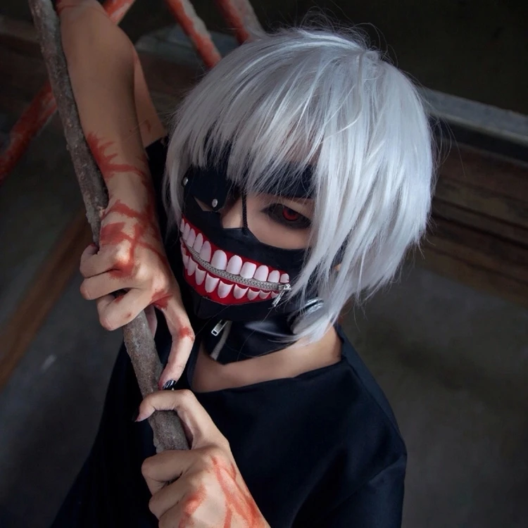 Высокое качество одежда с надписью Tokyo Ghoul Ken Kaneki парики 30 см серебро