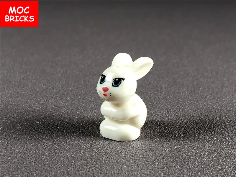 10 шт./лот MOC кирпичи животные милый кролик с глазами и ртом Обучающие строительные
