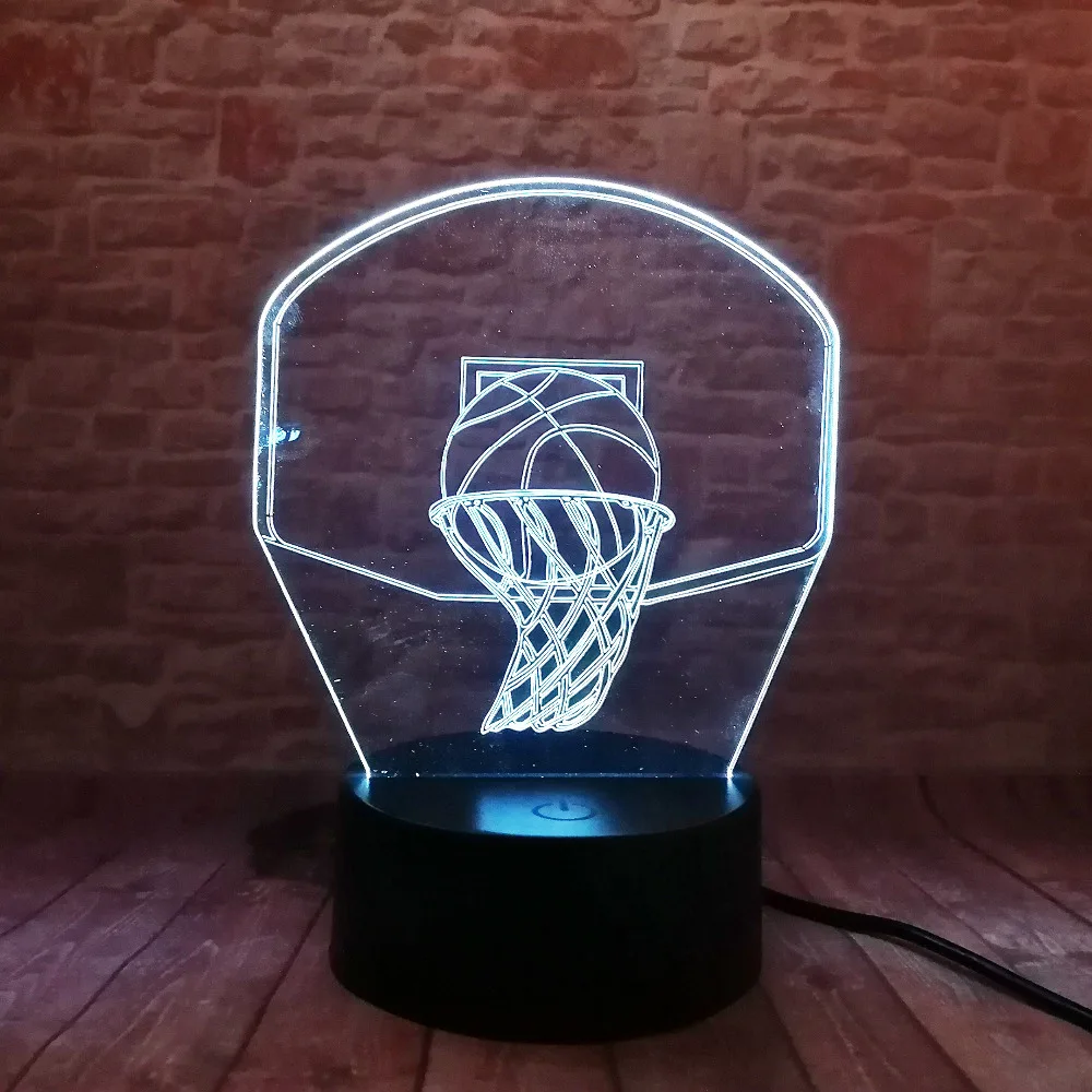 3D Светодиодная креативная баскетбольная 7 видов цветов меняющая ночные