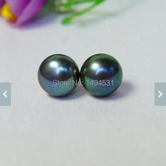 Оптовая продажа жемчужных ювелирных изделий 11 мм Павлин зеленый натуральный