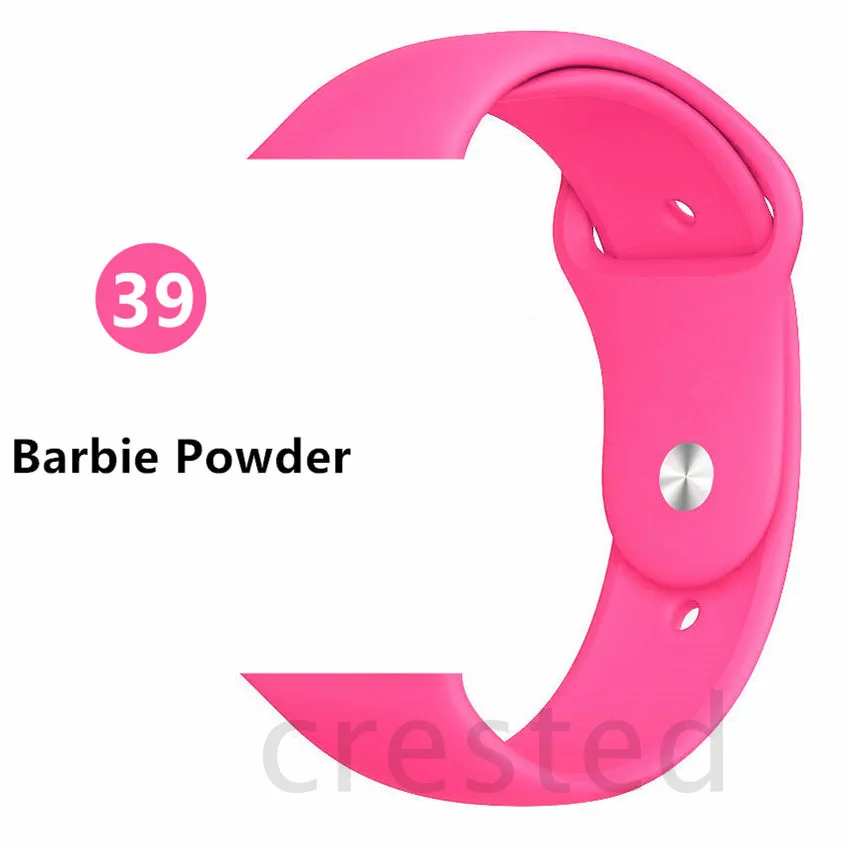 Barbie powder Силиконовый ремешок для apple watch 4 5 44 мм/40 мм спортивный ремешки для apple watch 3 42 мм/38 мм резиновый ремень браслет ремешок для часов apple watch Band Мягкий красочный ремешок iwatch series 4 3 2 1 - Цвет ремешка: Barbie powder