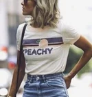 Женская футболка с буквенным принтом kuakuayu-XSX Peachy, хлопковая Повседневная забавная футболка для девушек, топ с английским алфавитом, женские футболки