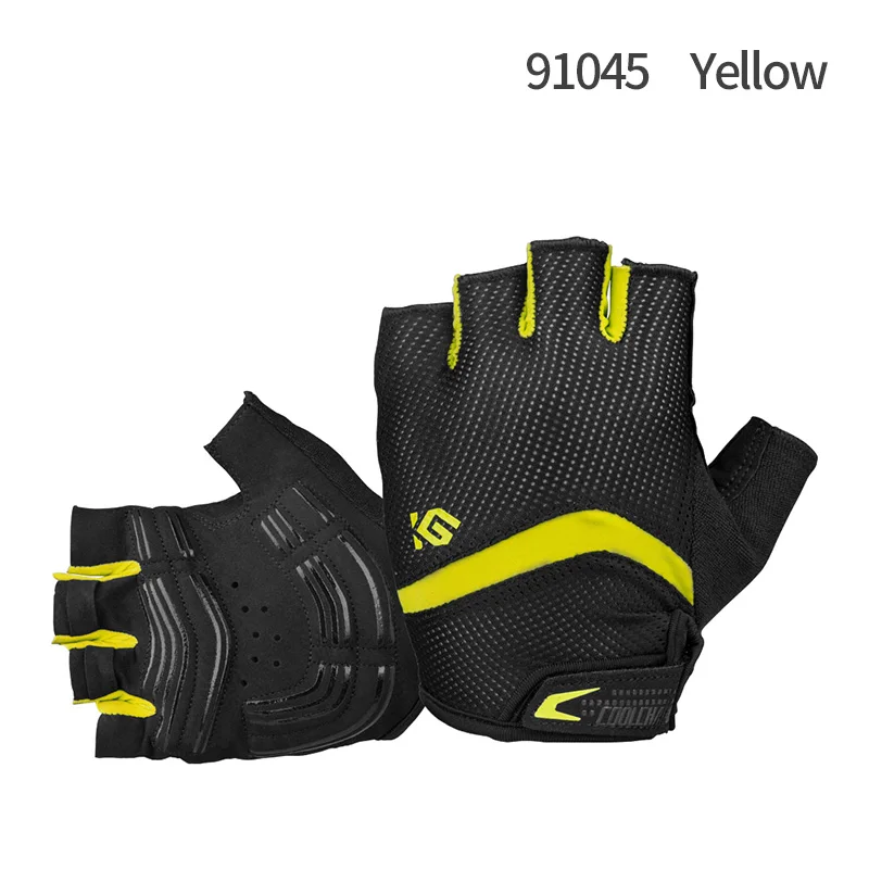 91045 Yellow Coolchange, велосипедные велосипед половина пальца перчатки ударопрочные дышащие унисекс нейлон горные велосипедные перч - Цвет: 91045 Yellow