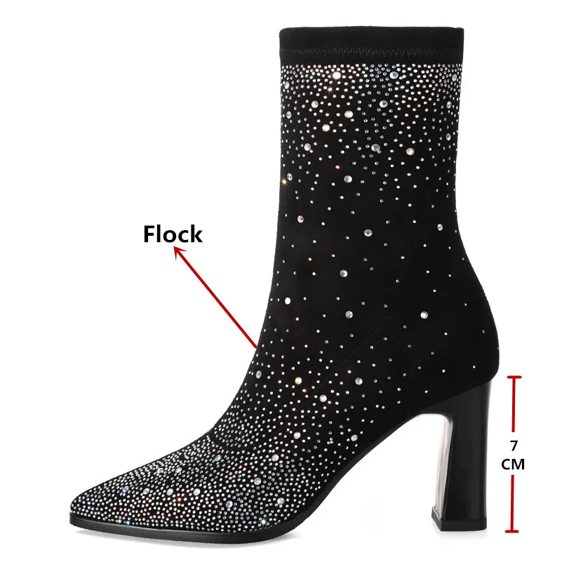 FEDONAS/пикантные женские сапоги до середины икры со стразами обувь для вечеринок в