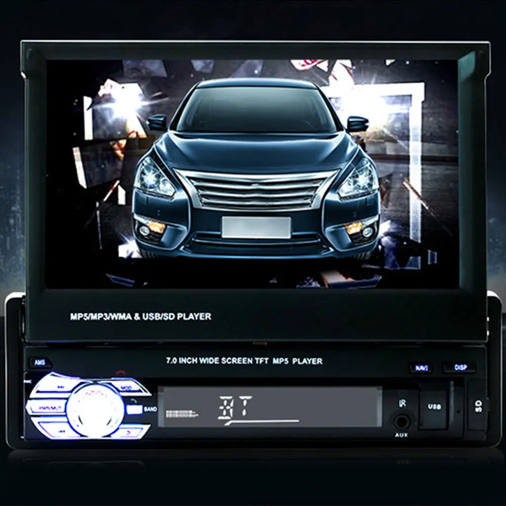 " HD Автомобильный Mp4 Mp5 плеер стерео fm-передатчик цифровой дисплей выдвижной экран автомобильный аудио радио высокое качество