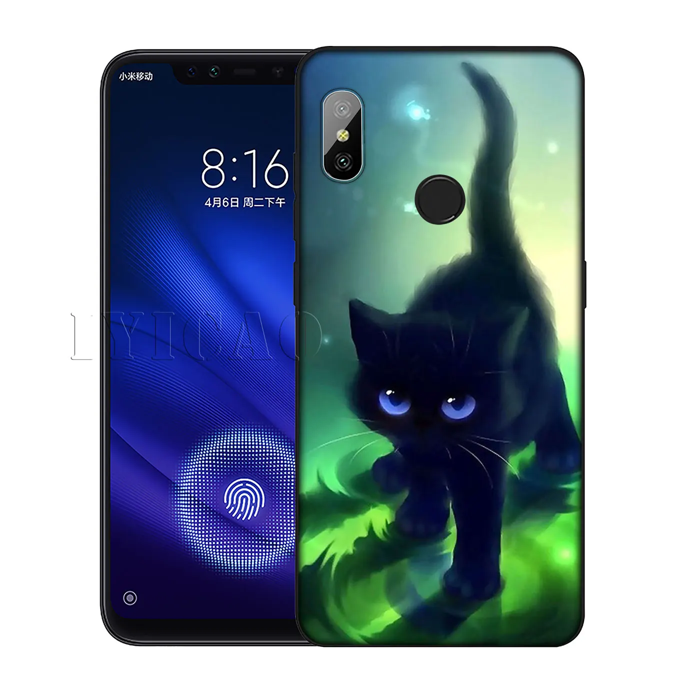 IYICAO Cat Silicone Soft Case for Xiaomi Redmi 6A 5A Note 7 4 4X 5 Plus 6 Pro Black TPU Cover |